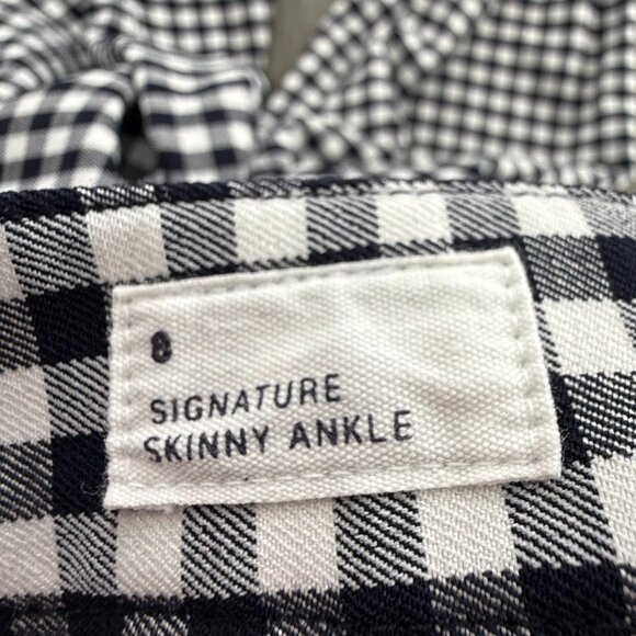 GAP Signature Skinny Ankle Pants Navy & White Plaid Size 8 Mid Rise Viscose Blen - Picture 3 of 15